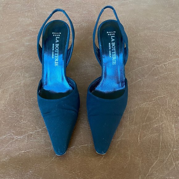 La Botterie Monte Carlo Black Pointed Toe Sling Back - Picture 7 of 15